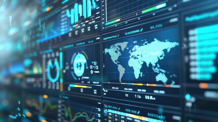 Obraz premium high-definition screen showing a real-time monitoring system for global financial compliance in a corporate treasury
