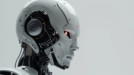 Fototapeta premium Sleek and modern 3D rendering of an AI concept featuring minimalist design and sophisticated digital elements symbolizing the evolution of technology and the future of artificial intelligence