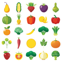 Fototapeta premium Fresh vegetable food icon set vector generated by ai