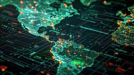 digital financial ecosystem map for a multinational corporation, detailing interlinks between different markets and currencies