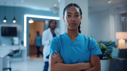 Fototapeta premium The nurse in the clinic hallway