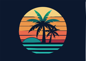 summer vibes with palm tree t-shirt design vector illustration