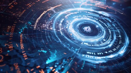 conceptual image of a financial storm with swirling graphs and numbers like a hurricane viewed from above