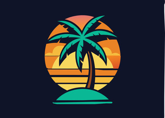 summer vibes with palm tree t-shirt design vector illustration