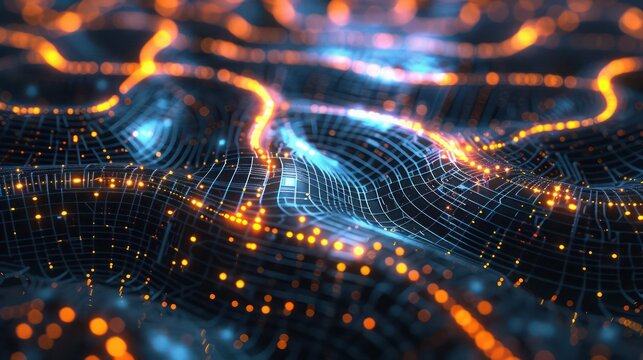 conceptual image of a digital financial advisor, represented by a glowing, abstract neural network