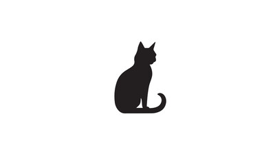 Vector flat cat black isolated on white background