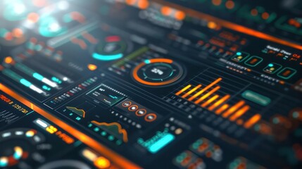 Obraz premium close-up of a digital financial planning tool with sliders and dials for adjusting budget forecasts