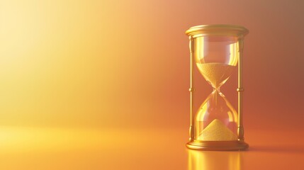 Sands of time trickle into a golden hourglass