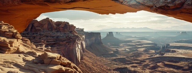 Canyon View Through a Natural Arch in Canyonlands National Park