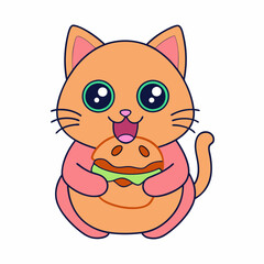 hungry cat icon vector art illustration