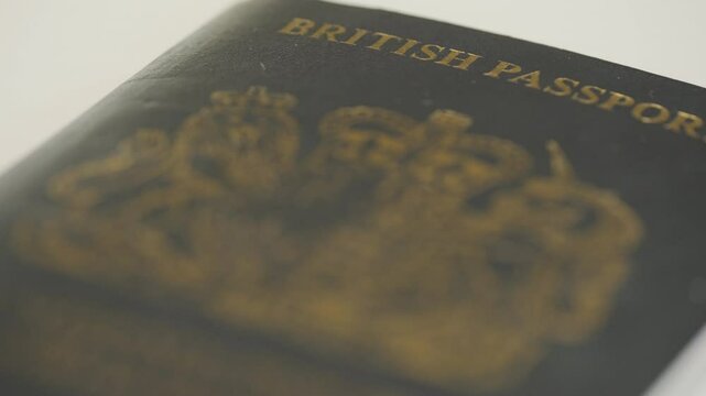 Close up macro video of British Passport