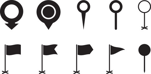 Pin Location icons. Point of location. Set of map pointer. Marker pointer. Vector illustration. Flat Map pin icons to mark location