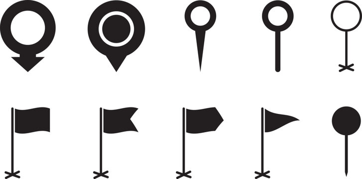 Pin Location icons. Point of location. Set of map pointer. Marker pointer. Vector illustration. Flat Map pin icons to mark location