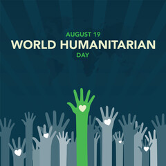 World Humanitarian Day Celebration. August 19. vector illustration. poster, banner, card, flyer. charity event. humanitarian day awareness. international humanitarian day background. August 19th.
