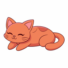 Tired cat lying on its stomach vector art illustration