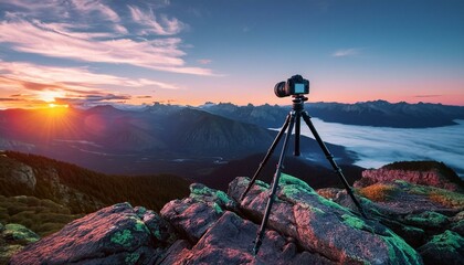 camera on a tripod capturing natural beauty 