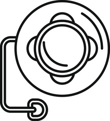 Simple line drawing of an electric stove top with power cord connected, seen from above