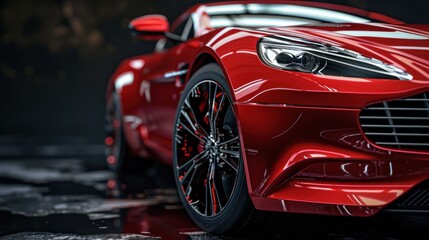 Naklejka premium Red Sports Car Close Up