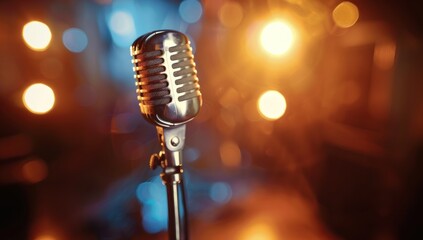 Vintage Microphone Under Stage Lights