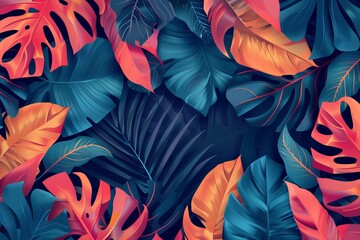 tropical leaves,foliage plant with color space background.Abstract leaf decoration design