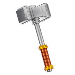 3d rendering battle hammer icon with cartoon style. Game icon concept
