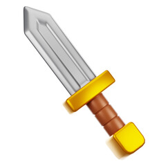 3d rendering sword icon with cartoon style. Game icon concept