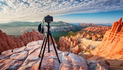 camera on a tripod capturing natural beauty 