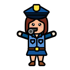 policewoman holding a whistle