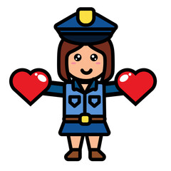 policewoman holding red heart