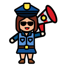 policewoman holding a megaphone