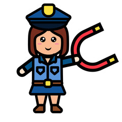 
policewoman holding magnet