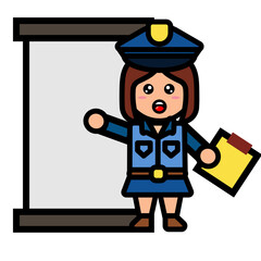 The policewoman is giving directions