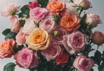 Naklejka premium Bunch of beautiful flowers a Colourful bouquet of rose flowers isolated on transparent background Pe