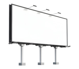 Advertising billboard with a blank white screen, ready for customization on transparent background