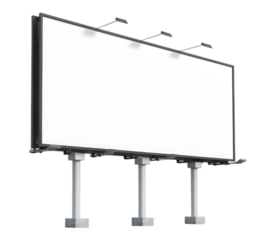 Advertising billboard with a blank white screen, ready for customization on transparent background