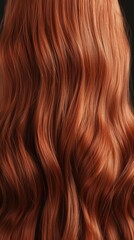Fototapeta premium Luxuriously flowing vibrant red wavy hair texture close up