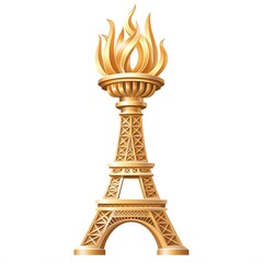 Olympic Fire Logo Design. Olympic torch with Flame on the Eiffel Tower icon. Illustration isolated on white background