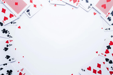 A Scattering of Cards Creates a Playful Frame for a White Background