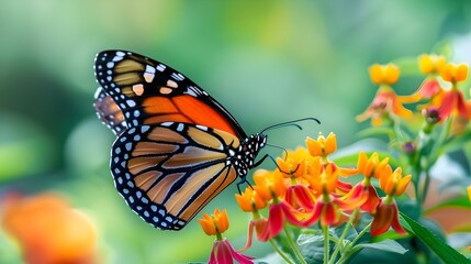 Fototapeta premium Butterfly resting on a beautiful flower