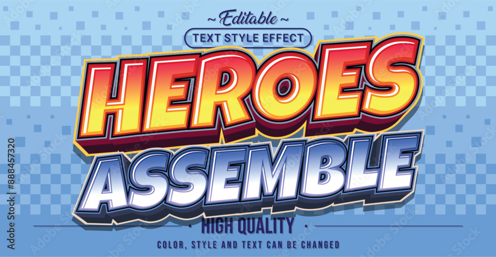 Poster Editable text style effect - Heroes Assemble text style theme.
