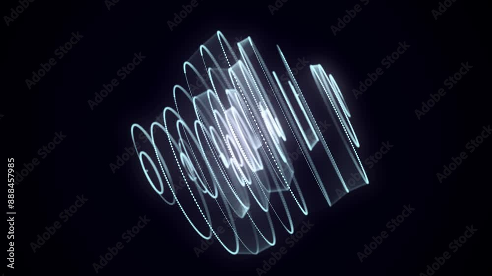 Leinwandbilder Abstract blue sphere with connecting dots and lines. Wireframe technology sphere. Big data visualization. 3d rendering.