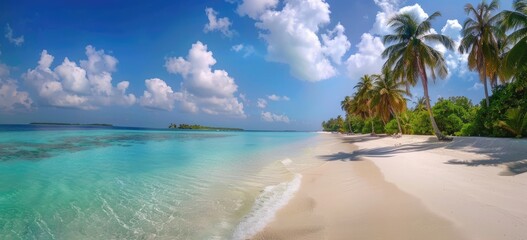 Fototapeta premium Tropical Paradise: White Sand Beach and Turquoise Waters