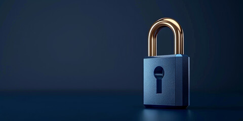 Fototapeta premium Creative digital polygonal closed padlock hologram on blue background with mock up place. Safety, protection and security concept. 3D Rendering.