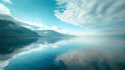 Fototapeta premium Blue calm moving lake water