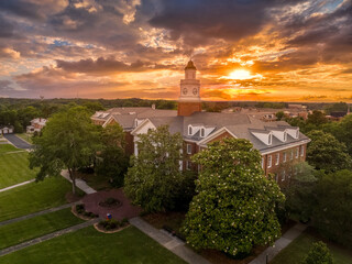 Aerial view of Virginia Hall, central building of Virginia State University public historically...