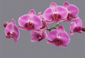 Pink orchid flowers branch isolated on transparent background