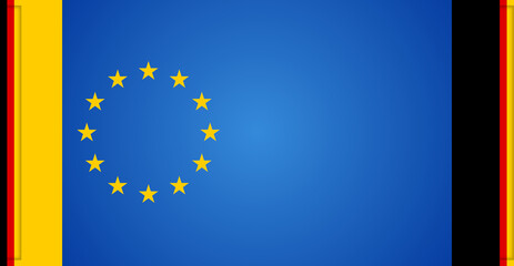 Germany at the sides, creative background as the colors of the flag of the European Union, EU, blue and yellow, rings and circles, geometric shapes of diversity and creativity of cohesion and union