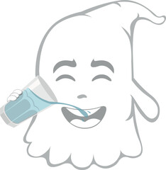 vector illustration character ghost cartoon, drinking a glass of water beverage
