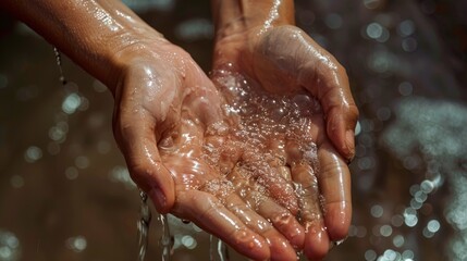 Fototapeta premium hands with water on it generative ai