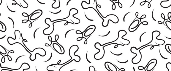 Dog Bone vector dog paw doodle Seamless pattern isolated on white wallpaper background.